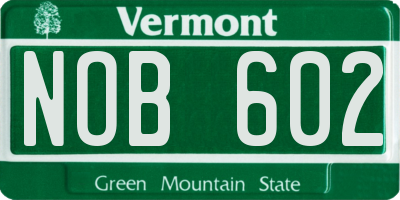 VT license plate NOB602