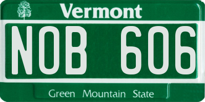 VT license plate NOB606