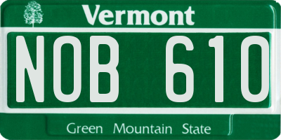 VT license plate NOB610