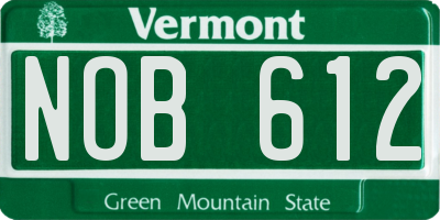 VT license plate NOB612