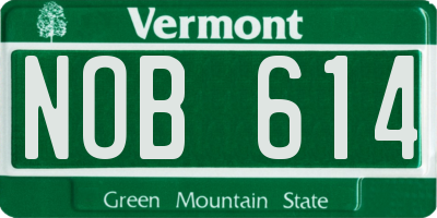 VT license plate NOB614