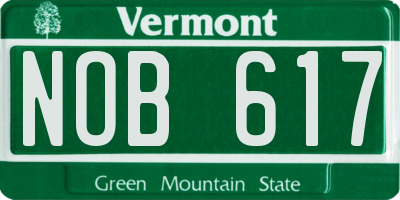 VT license plate NOB617