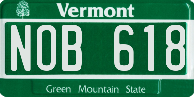 VT license plate NOB618