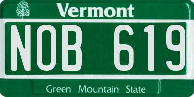 VT license plate NOB619
