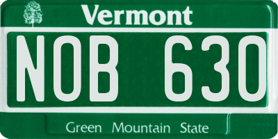 VT license plate NOB630