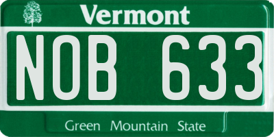 VT license plate NOB633