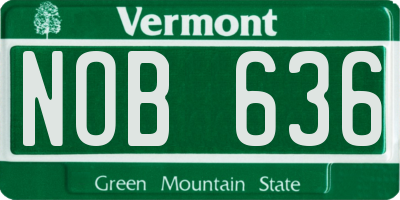 VT license plate NOB636