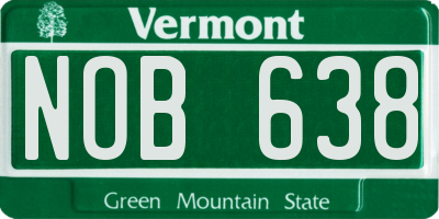 VT license plate NOB638