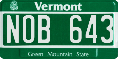 VT license plate NOB643