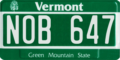 VT license plate NOB647