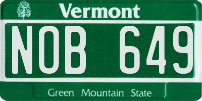 VT license plate NOB649
