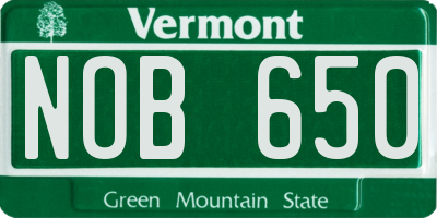 VT license plate NOB650