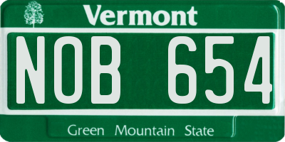 VT license plate NOB654