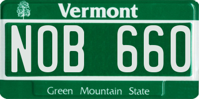 VT license plate NOB660