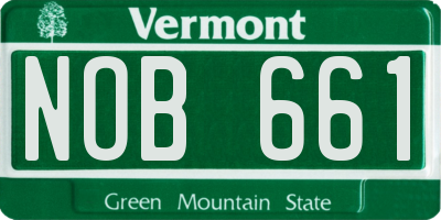 VT license plate NOB661