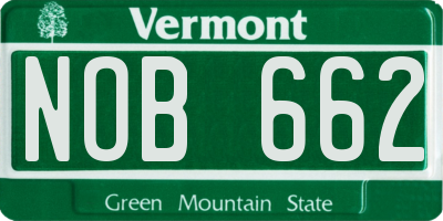 VT license plate NOB662