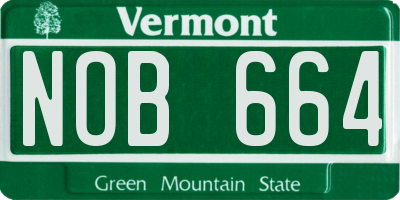 VT license plate NOB664