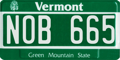 VT license plate NOB665