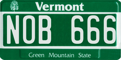 VT license plate NOB666