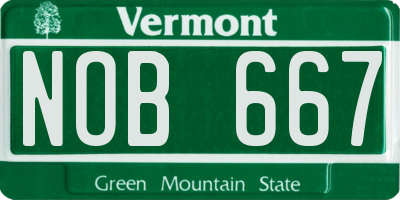 VT license plate NOB667
