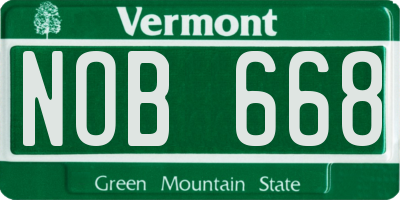 VT license plate NOB668