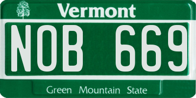 VT license plate NOB669