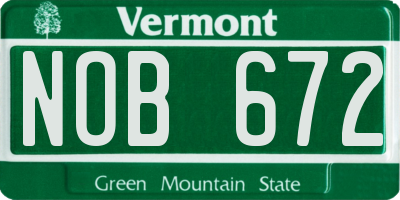 VT license plate NOB672