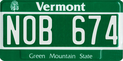 VT license plate NOB674
