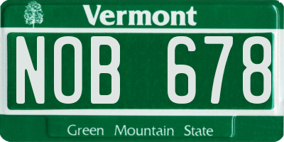 VT license plate NOB678
