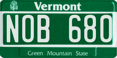 VT license plate NOB680
