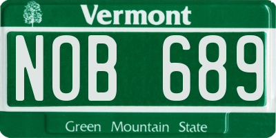 VT license plate NOB689