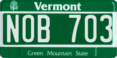 VT license plate NOB703