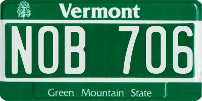 VT license plate NOB706