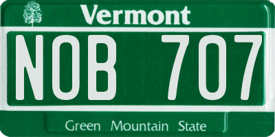 VT license plate NOB707