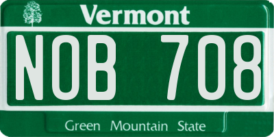 VT license plate NOB708