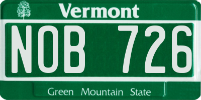 VT license plate NOB726