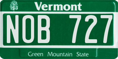 VT license plate NOB727