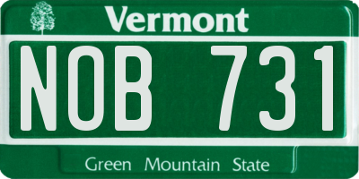 VT license plate NOB731