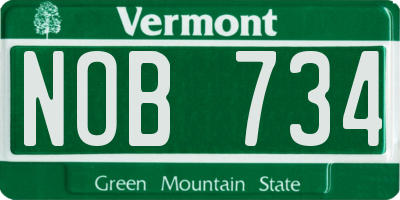 VT license plate NOB734