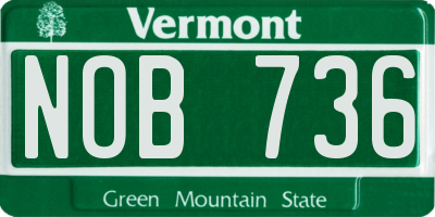 VT license plate NOB736