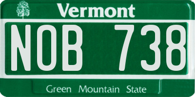 VT license plate NOB738