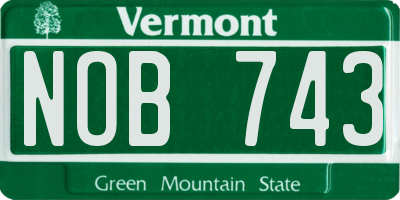 VT license plate NOB743