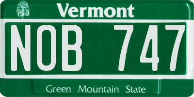 VT license plate NOB747