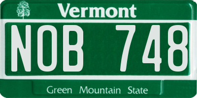 VT license plate NOB748