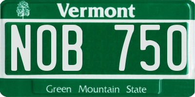 VT license plate NOB750