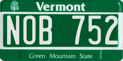VT license plate NOB752