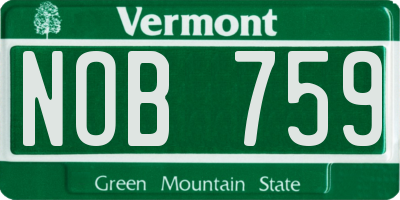 VT license plate NOB759
