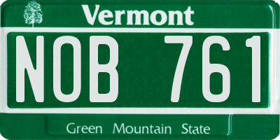 VT license plate NOB761