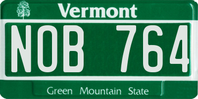 VT license plate NOB764