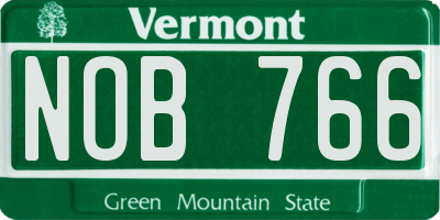 VT license plate NOB766